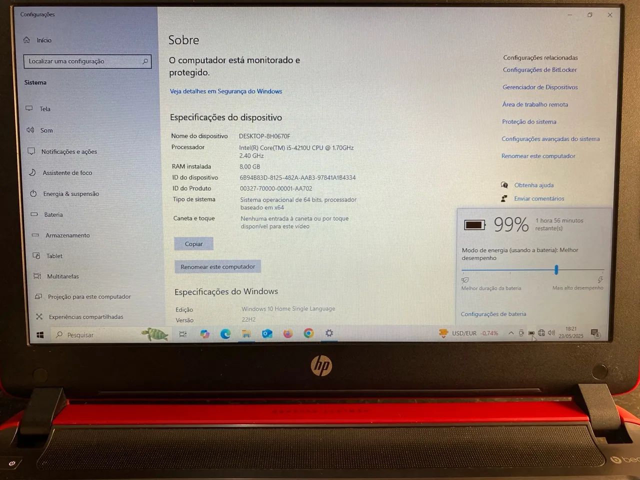 HP Pavilion 14 / notebook - i5 - 8gb - bateria nova - com garantia  - Foto 2