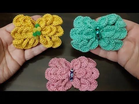 Laço de crochê infantil com flores - Foto 3