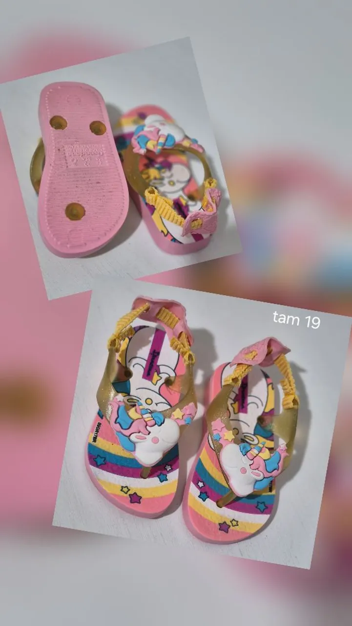 Chinelo infantil ipanema com unicórnio - Tam 19