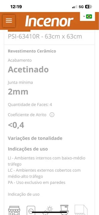 Piso  Cerâmico Incenor64706407429889123