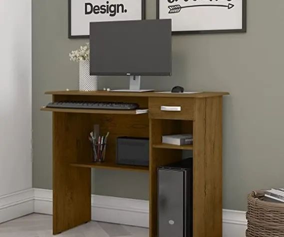Escrivaninha 1 Gaveta 2 Prateleiras Suporte para Computador  Teclado (ENTREGAS EM ATÉ 24h)