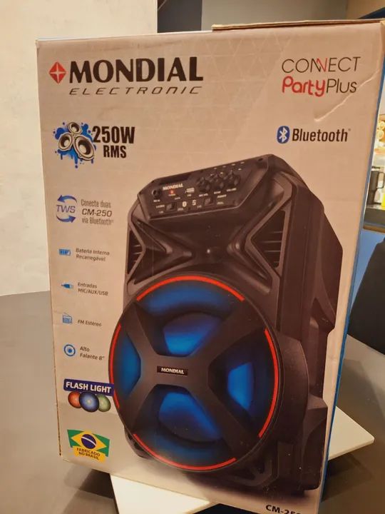 Caixa de Som Portátil Mondial CM-250 250W Bluetooth - Nova - Foto 5