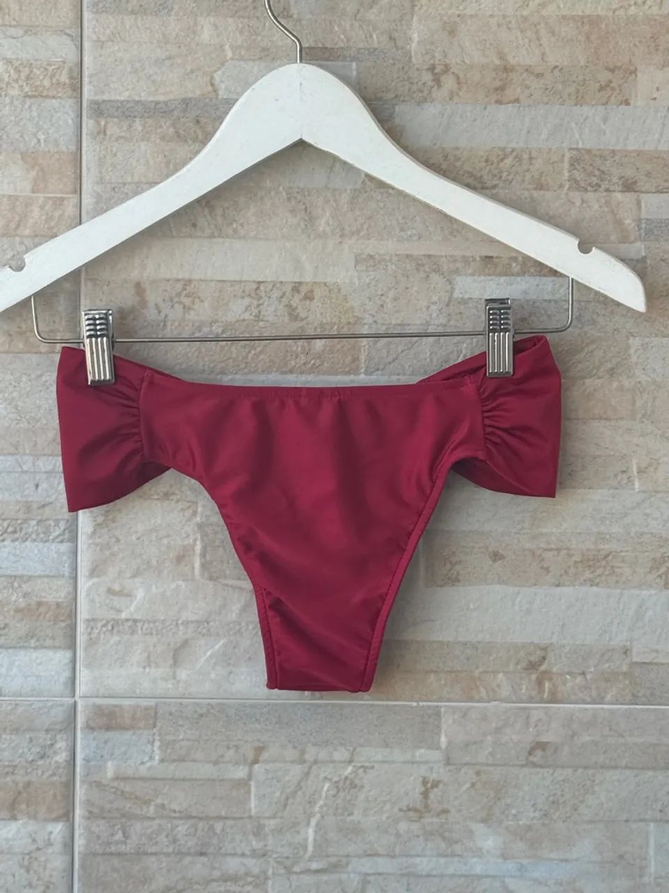 Calcinha de Biquíni Vermelha com Babado, tamanho M  - Foto 2