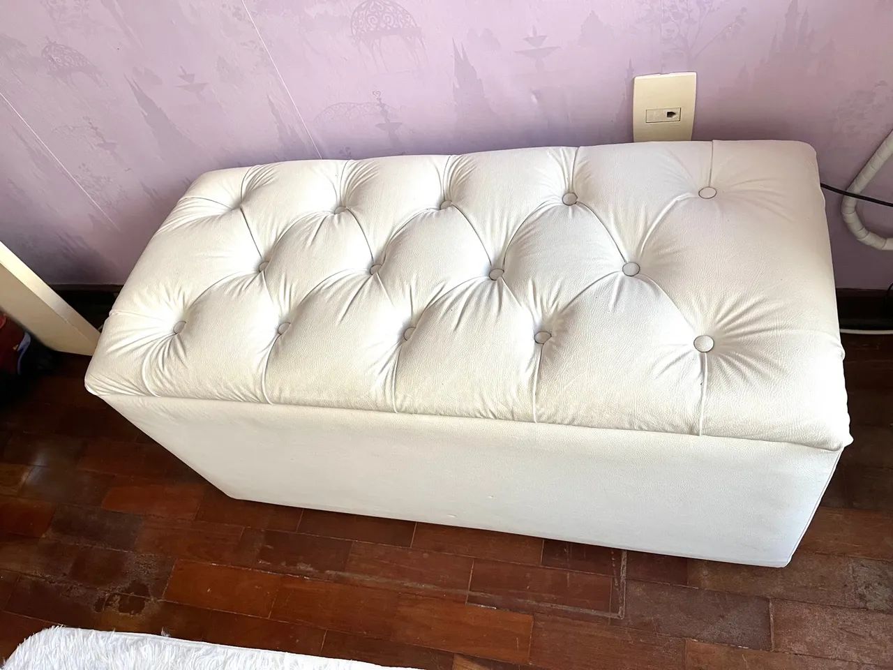 Puff Baú Courino Branco  - Foto 4