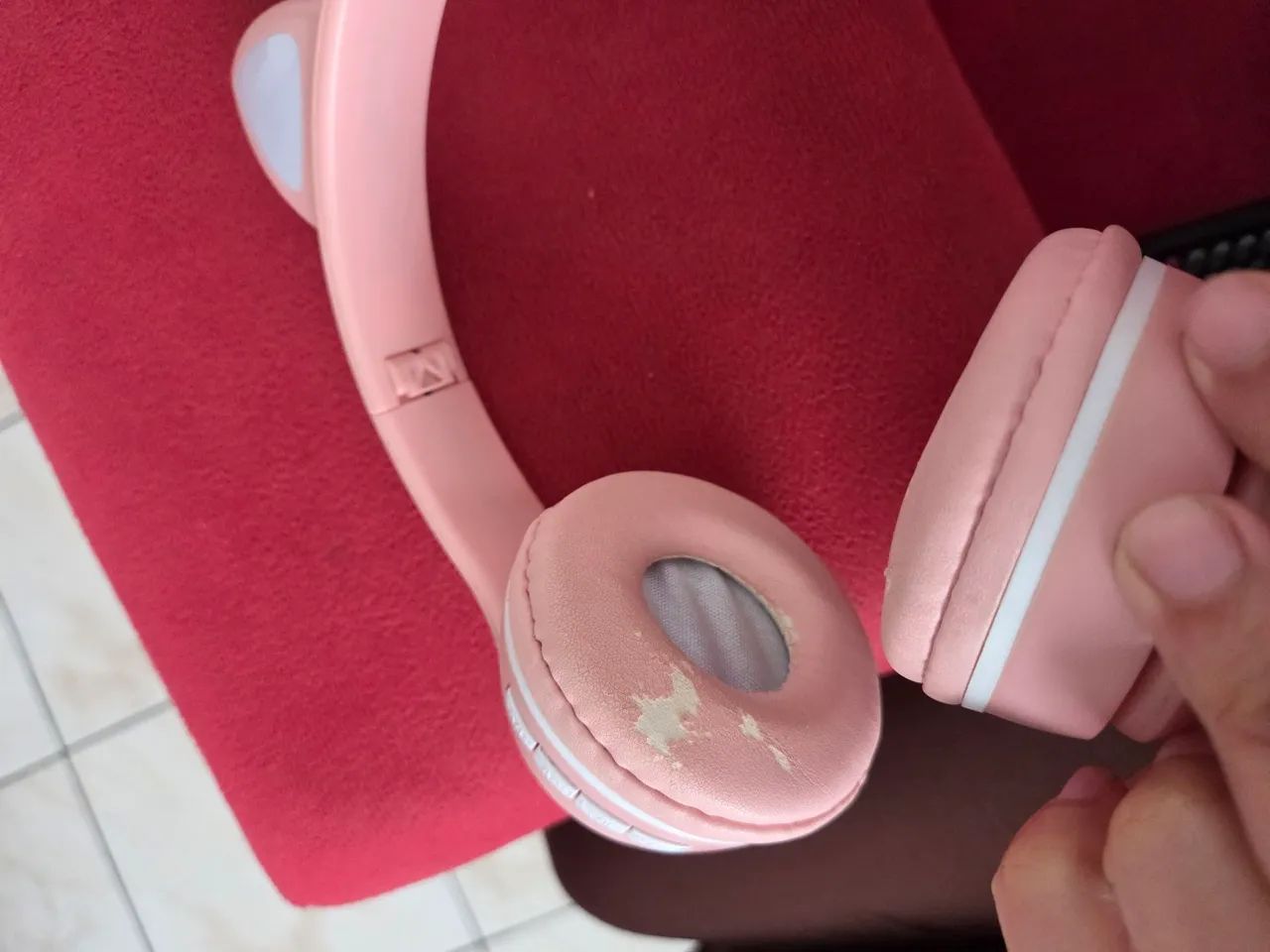 Headphone rosa com orelhas de gato - Foto 2