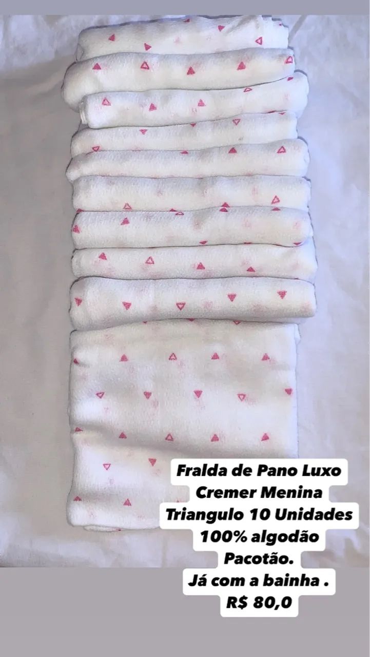 Fraldas de Pano Luxo Cremer Menina Triângulo 10 Unidades