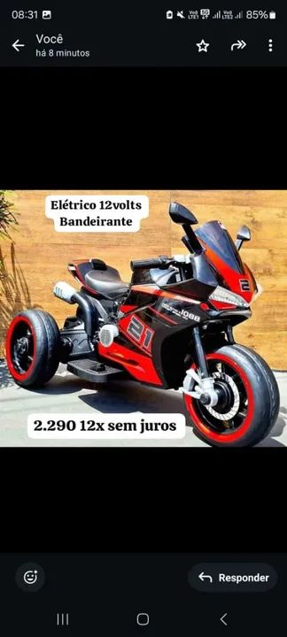 Moto Elétrica Infantil Bandeirante 12 Volts