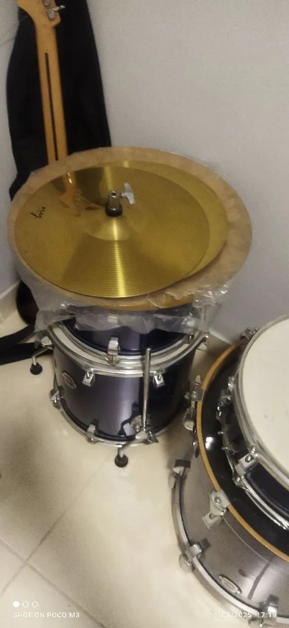 Bateria Nagano World B-bop 18 Azul e bateria eletrônica calsbro 130. - Foto 3