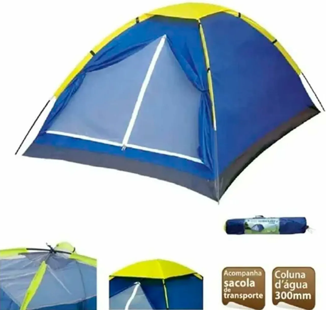 Barraca de Camping Azul e Amarela - 2 Pessoas