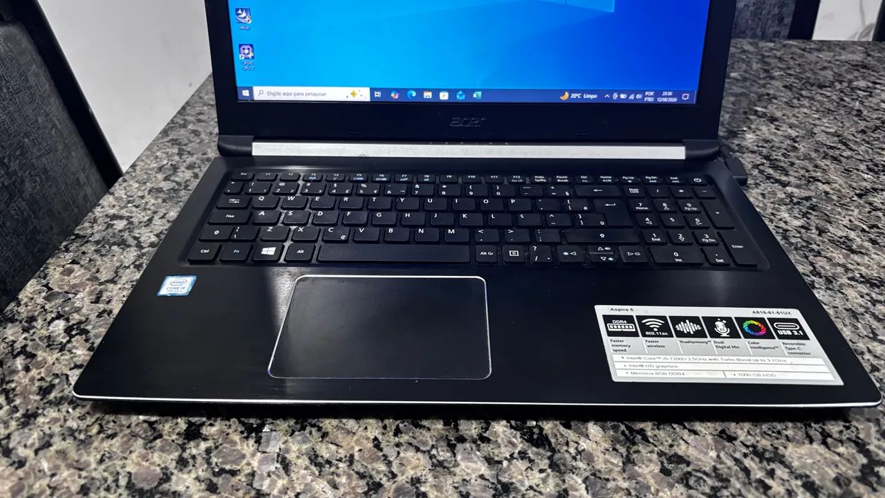 Notebook Aspire Acer i5 7200 2.5 ghz com fast turbo 3.1 com ssd 240 com 8 ( lindo note ) - Foto 5