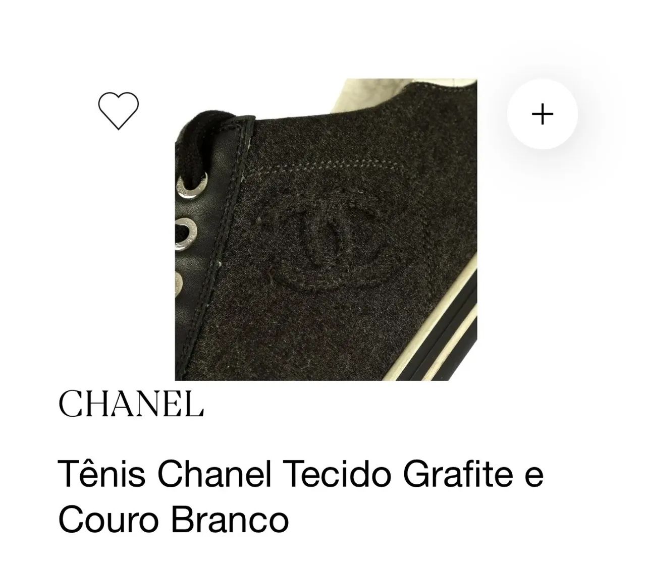 Tênis Chanel Original Tecido Grafite e Couro Branco - Foto 5