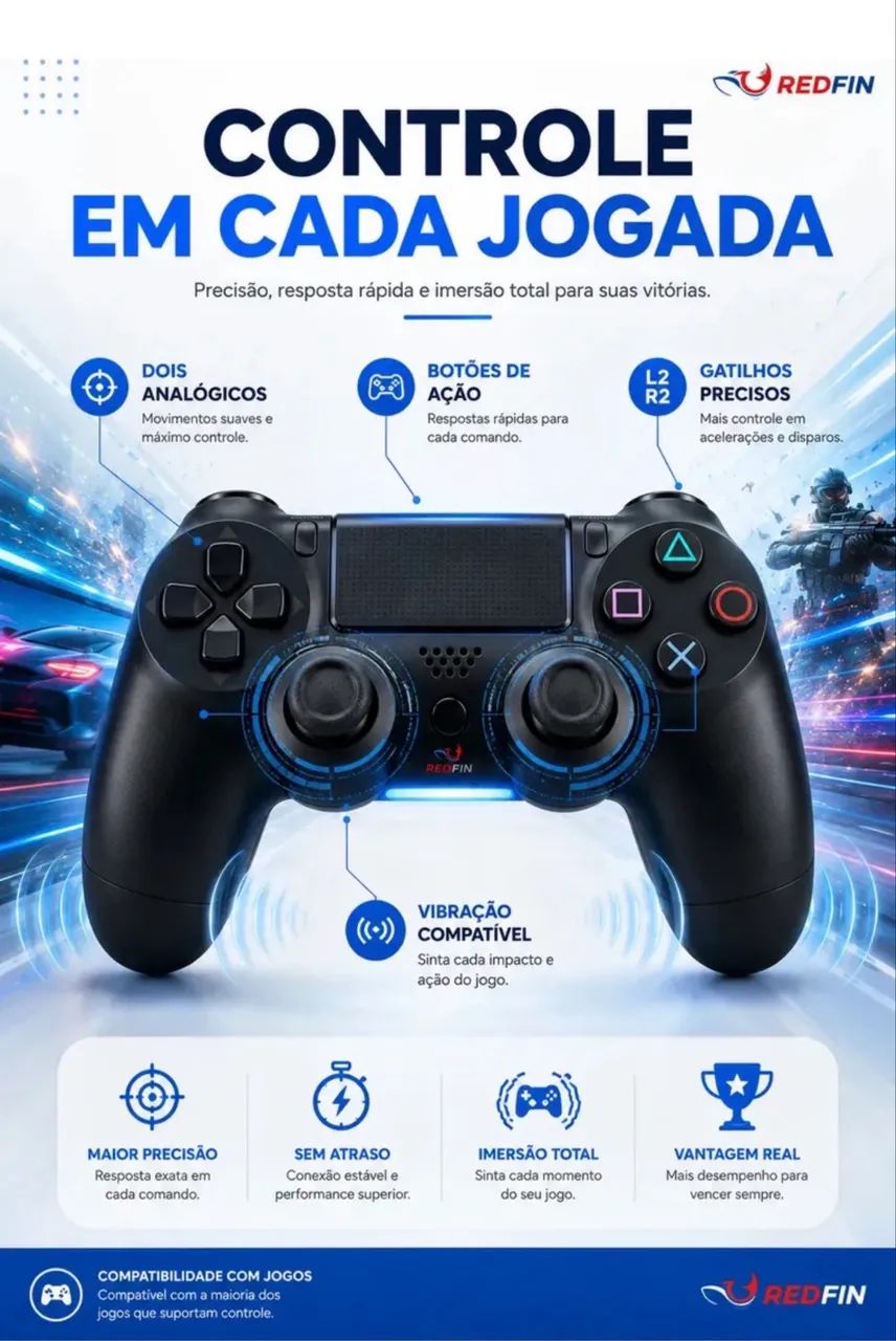 Controle Sem Fio Joystick Bluetooth Para  - Foto 4