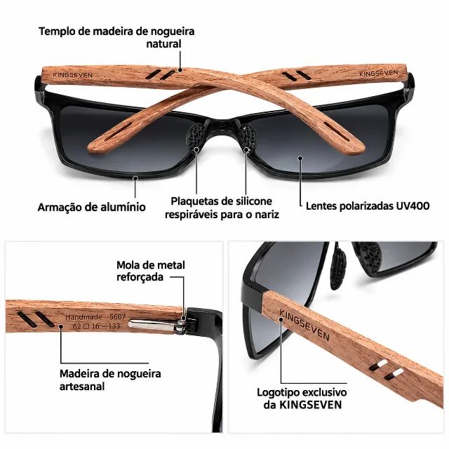 Óculos de Sol Polarizado Kingseven W-5507 - Foto 4
