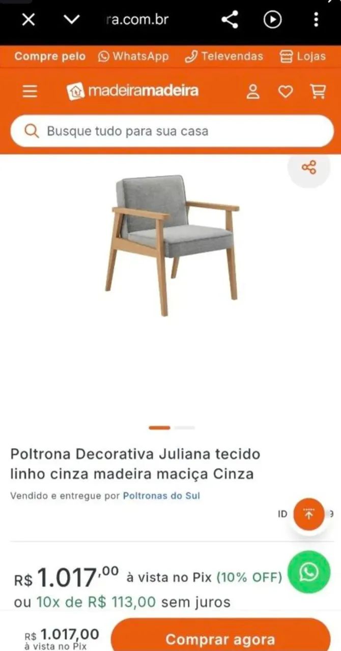 Poltrona Madeira Maciça (Nova sem uso) - Foto 3
