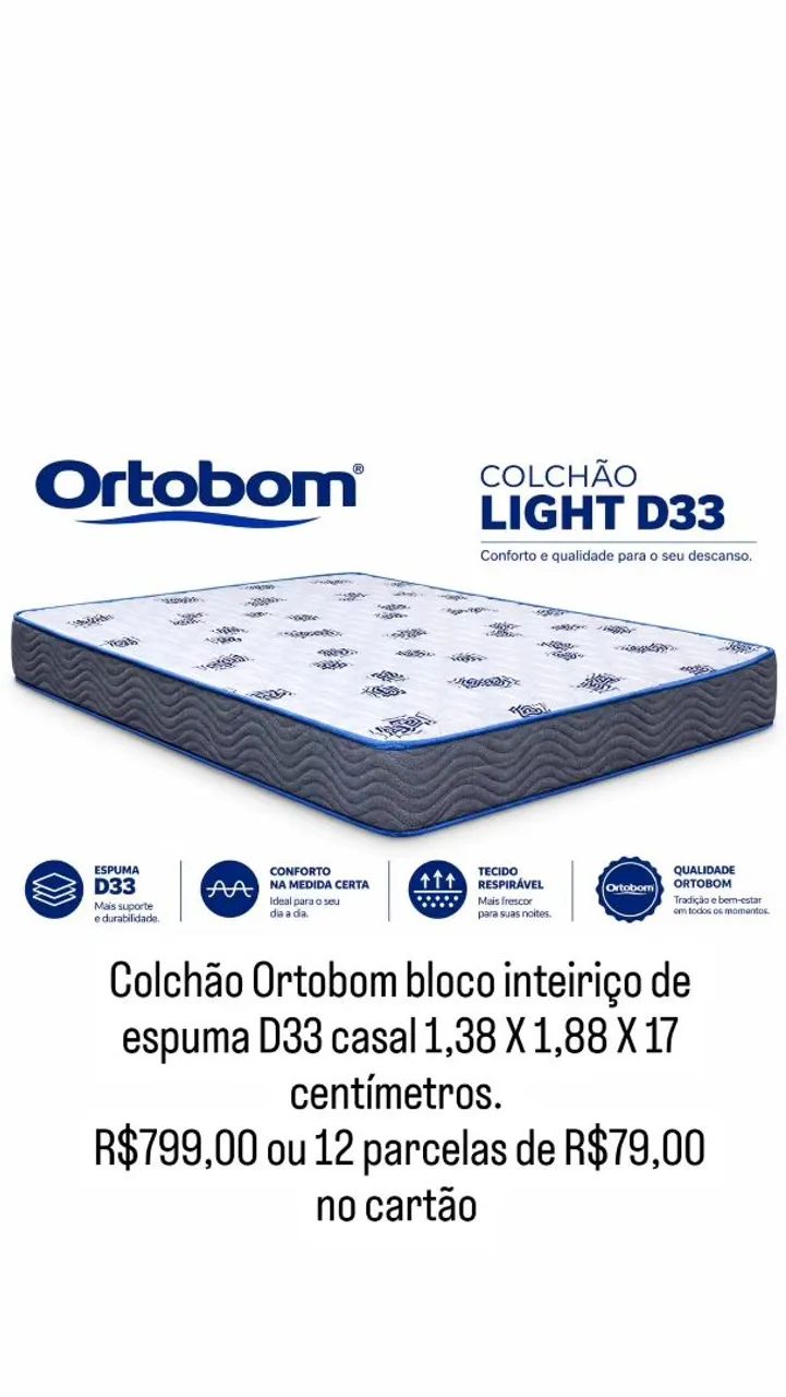 Colchão casal Ortobom D33 bloco inteiriço de espuma