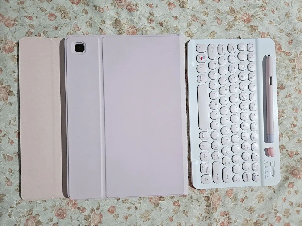 Capa rosa para tablet Samsung S6 Lite com teclado bluetooth  para tablet Samsung S6 Lite - Foto 2