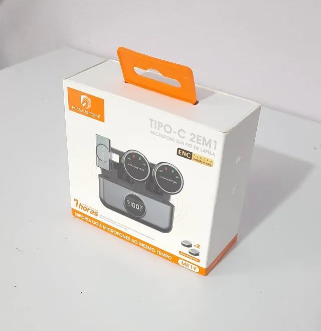 Microfone Lapela Sem Fio H'Maston MK19 USB-C Duplo Novo - Foto 2