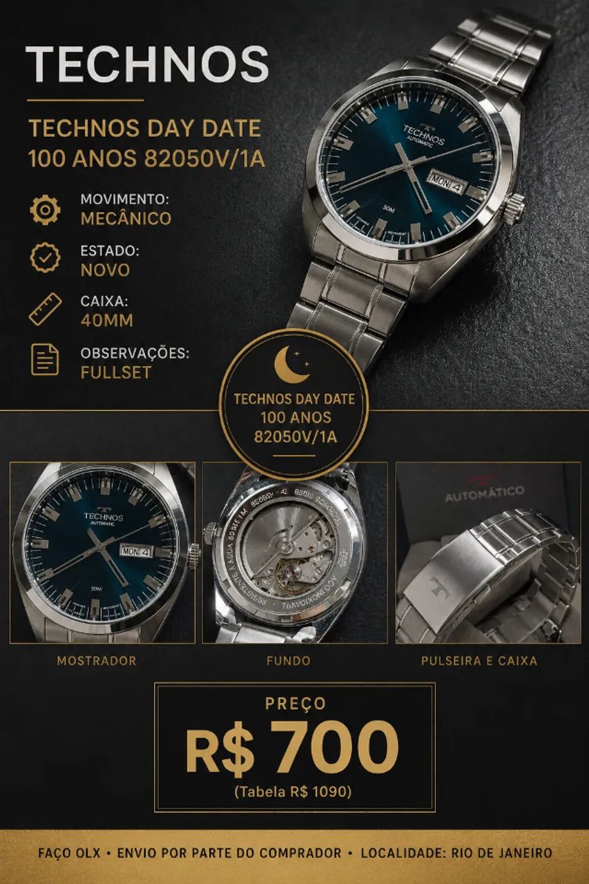 Technos Day Date 100 Anos 82050V/1A