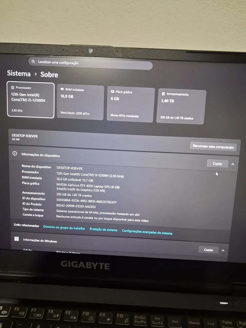 Notebook gamer Gigabyte G5 MF  - Foto 5