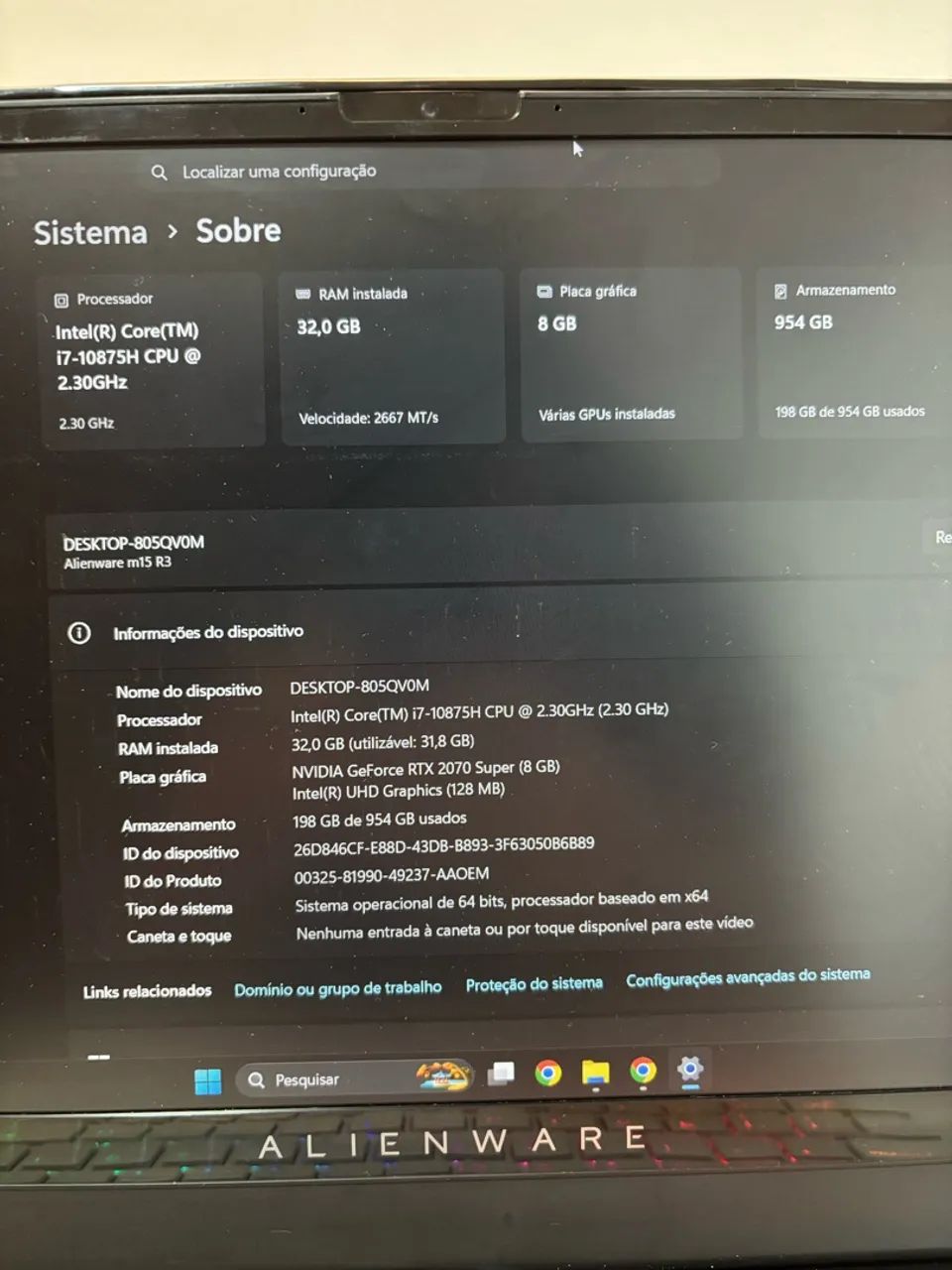 Notebook Alienware - i7 / RTX 2070 SUPER - Foto 4