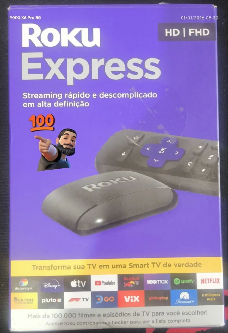 Transforme sua TV em uma Smart TV com o Roku Express! Streaming rápido...