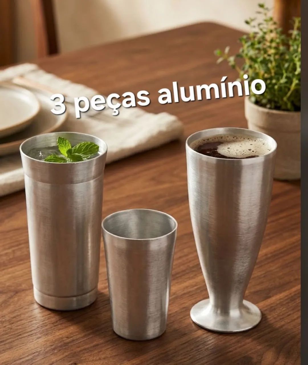 3 peças alumínio 