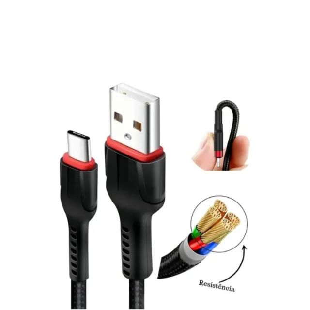 Cabo de Carregamento Rápido USB Tipo C 2.4A Exbom (Original)