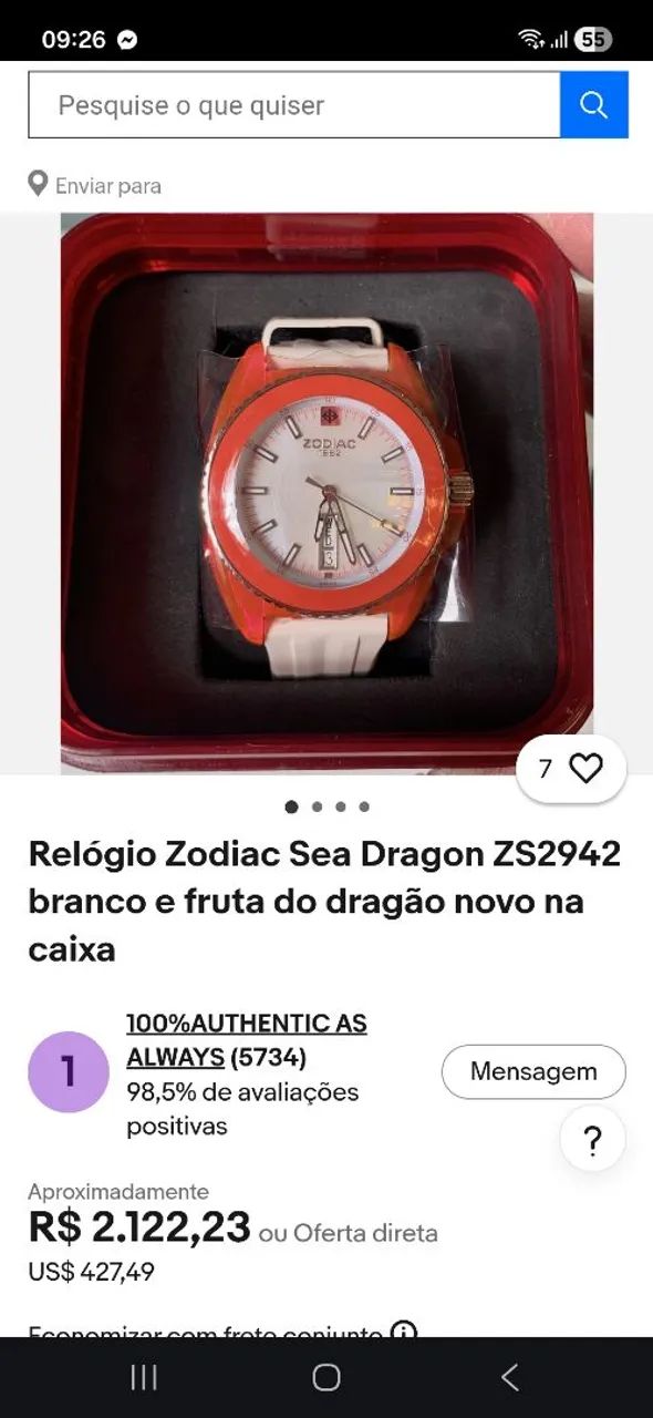V/T Relógio Original Zodiac Sea Dragon Suíço Made - Acessórios