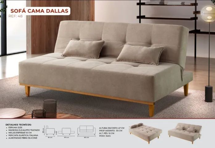 Sofá Cama Elegance Luxo Novo na Caixa - Monta na Hora