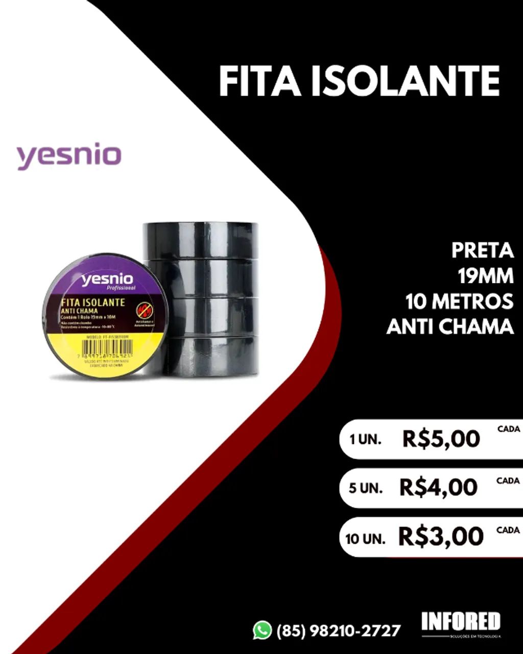 Fita Isolante de 10 Metros