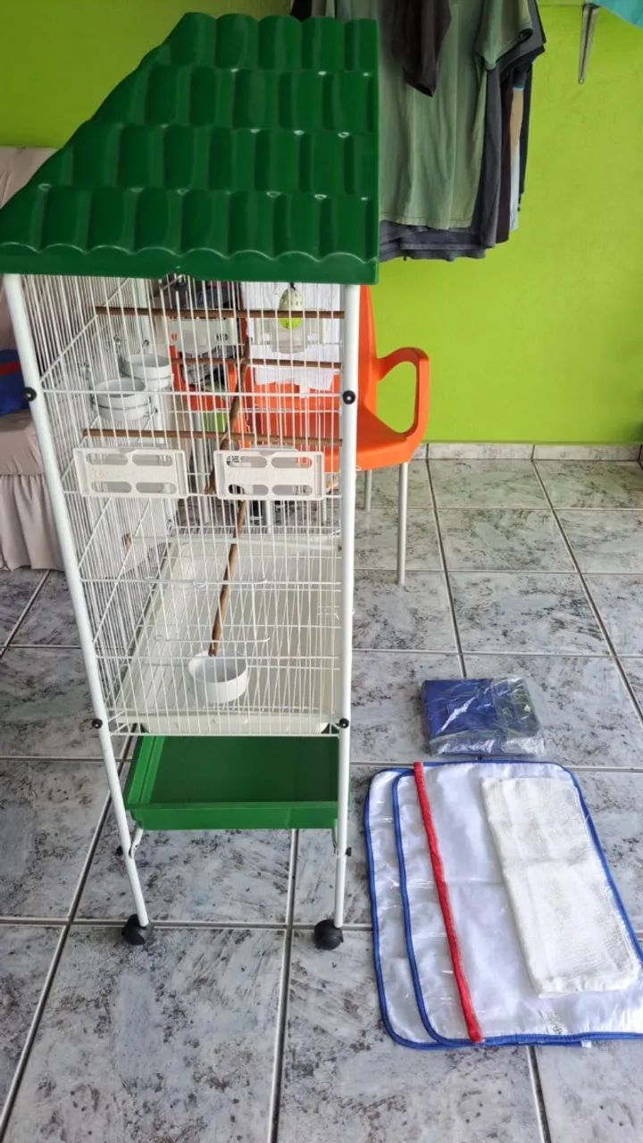 Viveiro grande super luxo Aves l40cm* 64cm*150cm Verde Folha Montada tapete -Vitrine ZN SP - Foto 3