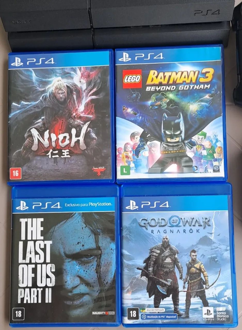 PS4 + 2 Controles + 4 Jogos Originais - Ótimo Estado - Consoles de