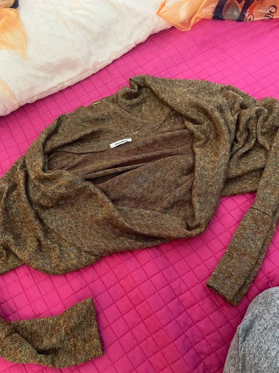 Cardigã de tricô com lurex Clara Assis