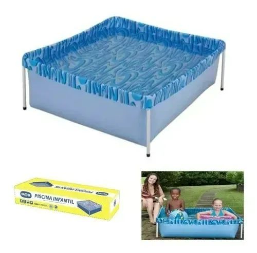 Piscina infantil mor 400 litros retangular quadrada azul