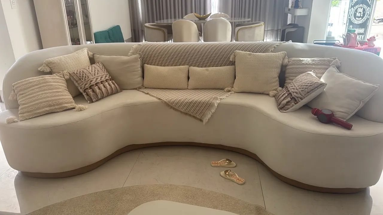 Sofá orgânico linho e couro 3,00mt - Foto 3