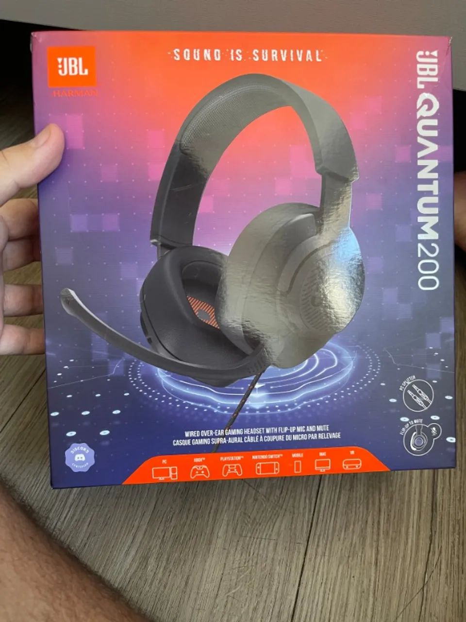 Headset JBL Quantum 200 com fio e caixa original