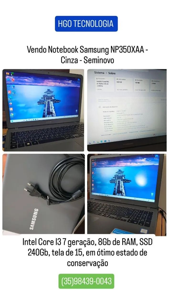 Vendo Notebook Samsung NP350XAA - Cinza - zerado