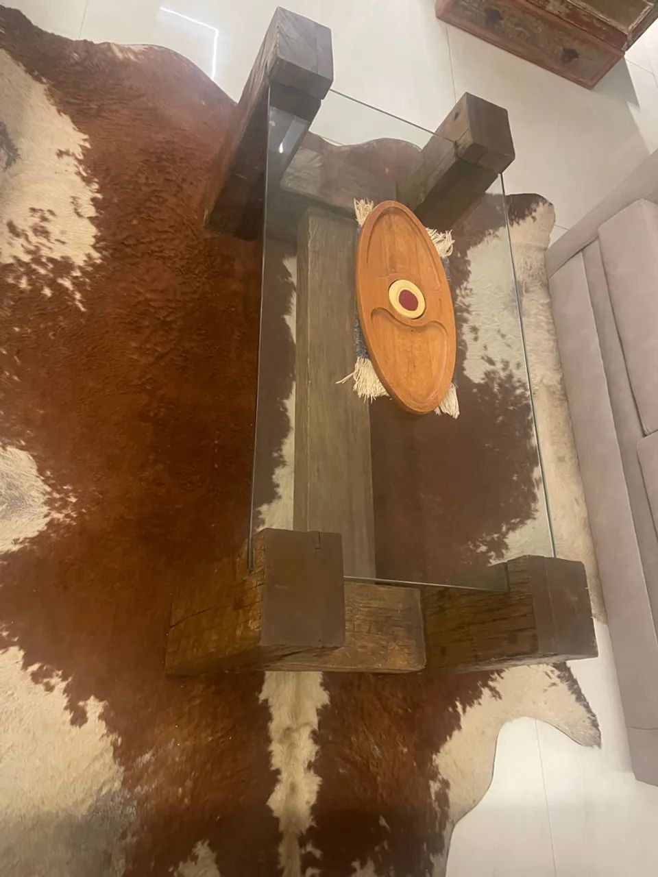 MESA DE CENTRO TORAS COM VIDRO  - Foto 2