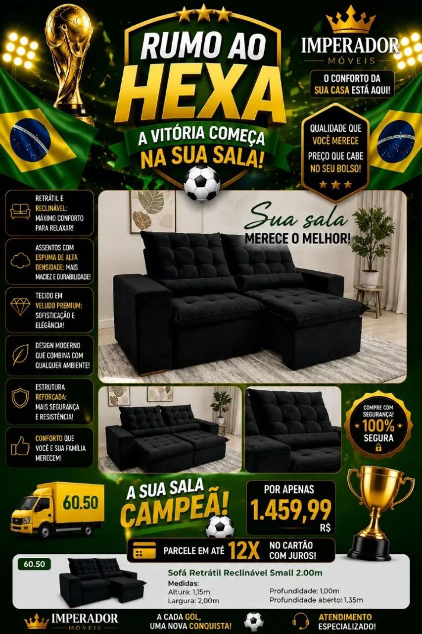 Sofá Retrátil e Reclinável Small 