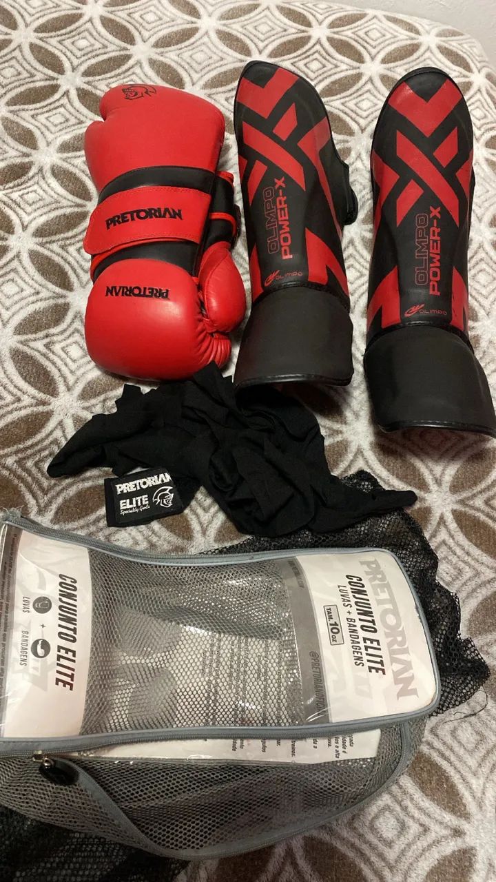 Luva e caneleira muay thai