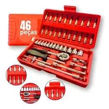 Kit Chaves Ferramentas 46pçs com Maleta Chave de Boca e etc