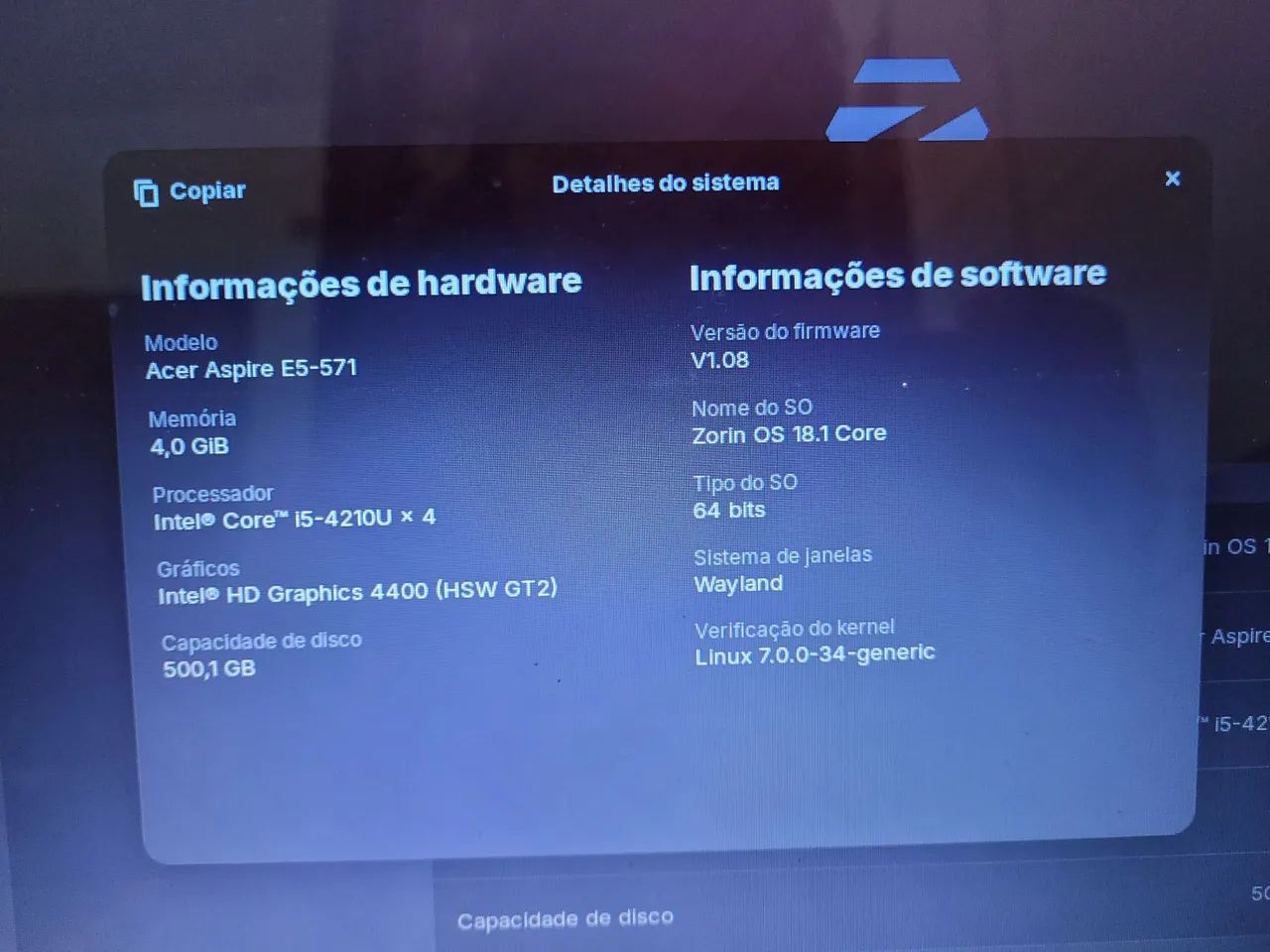 Notebook Acer + Modelo | Funcionando | Bom estado | Carregador incluso - Foto 3