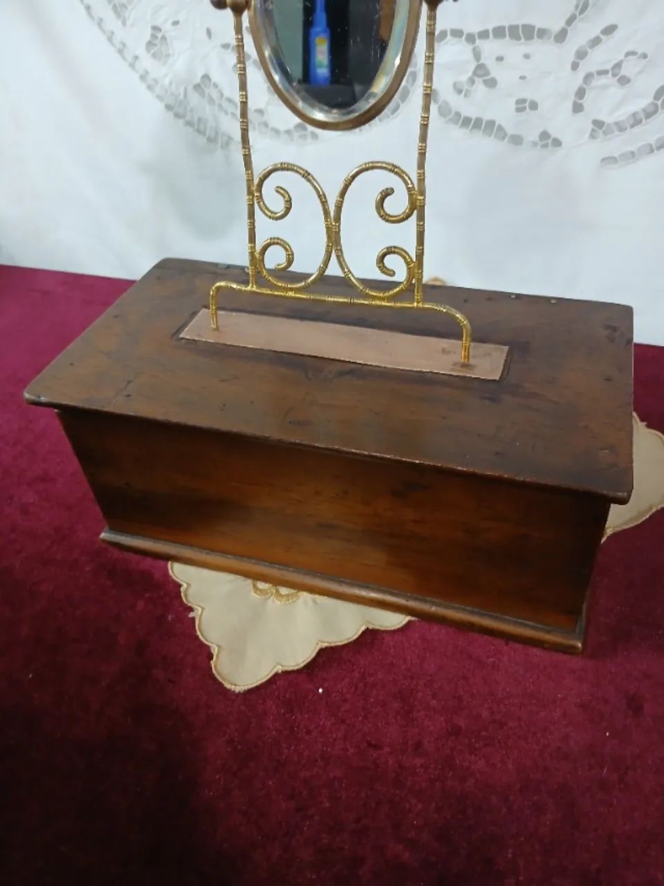 Antiga Caixa Porta Joais Madeira Mini Penteadeira Boneca - Foto 4