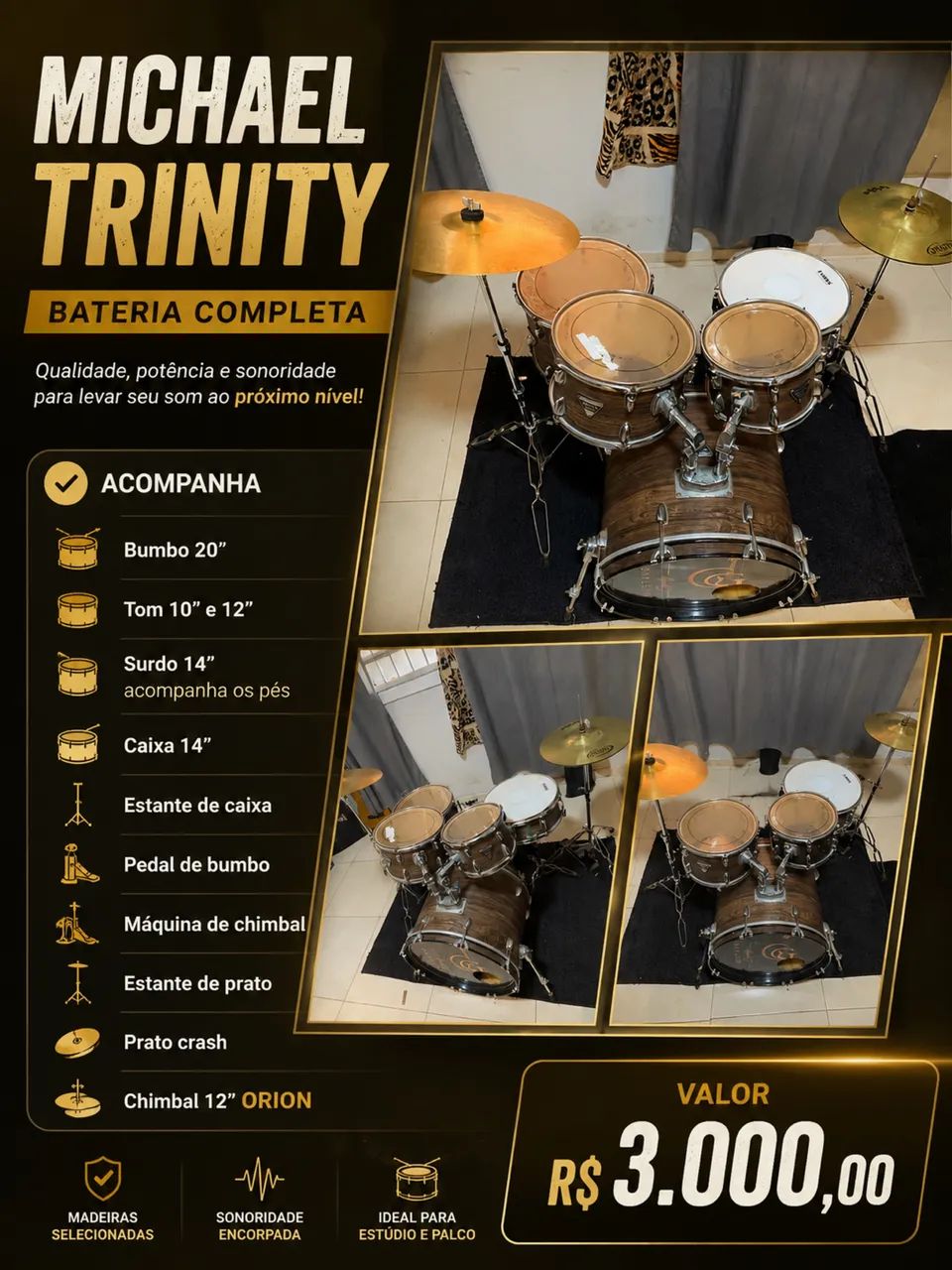 Bateria Michael Trinity completa 