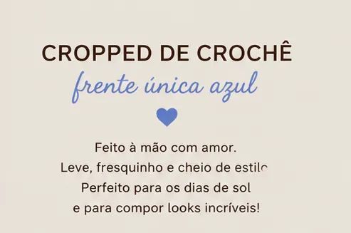 Cropped de Crochê Azul - Foto 2