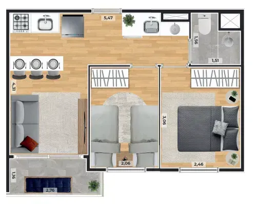 PLANTA 35m²