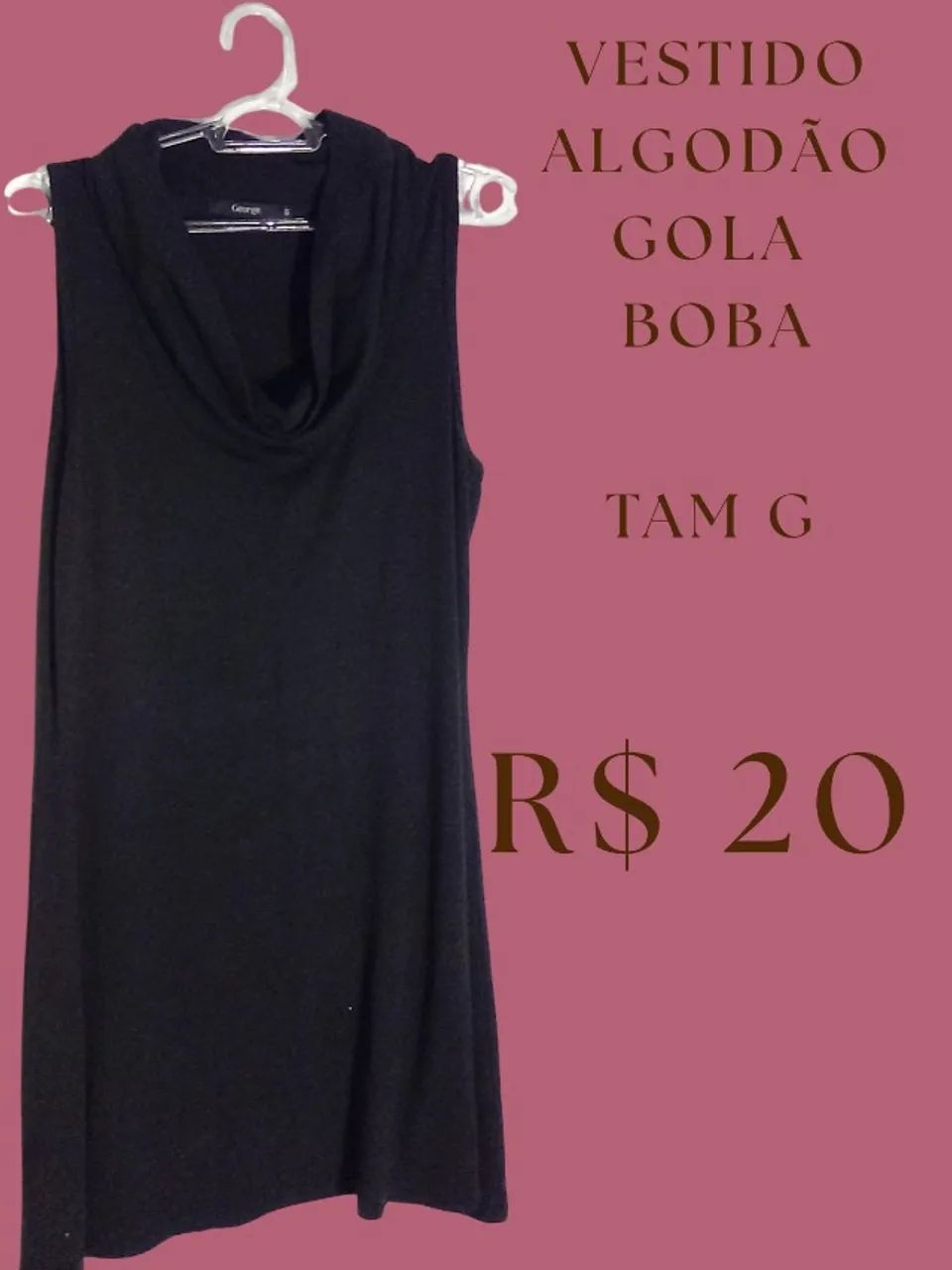 Vestido preto de algodão tam G