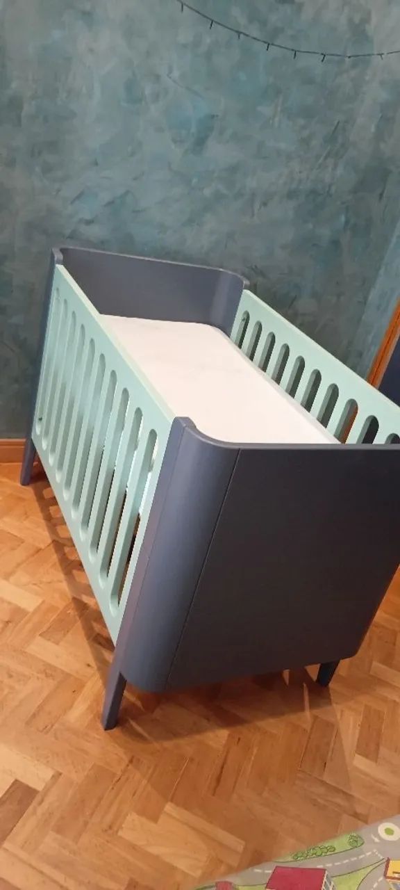 Berço Bo 3 em 1 Azul (mini berço, berço e cama)
