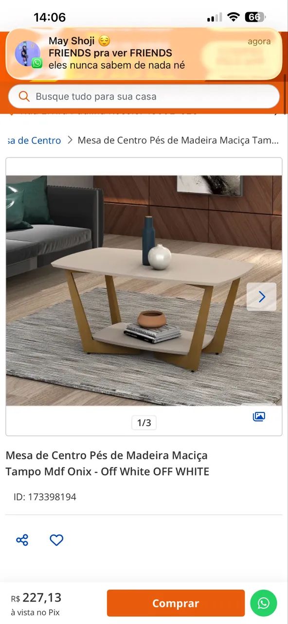 Mesa de centro ônix branca 