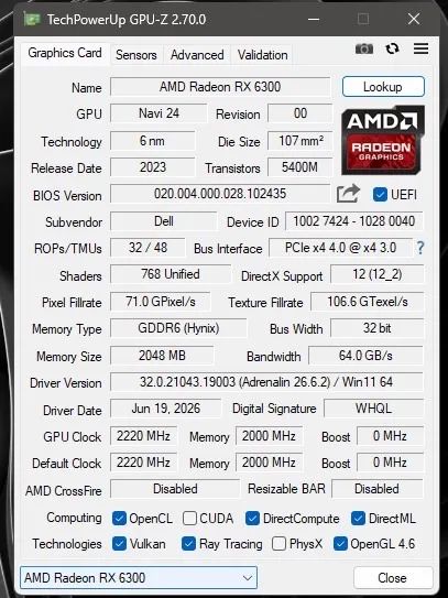 Placa de vídeo AMD RX6300 Gddr6 Low Profile - Foto 4